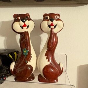 Vintage Chipmunk Salt a& Pepper shakers 1960’s made in Japan Rare